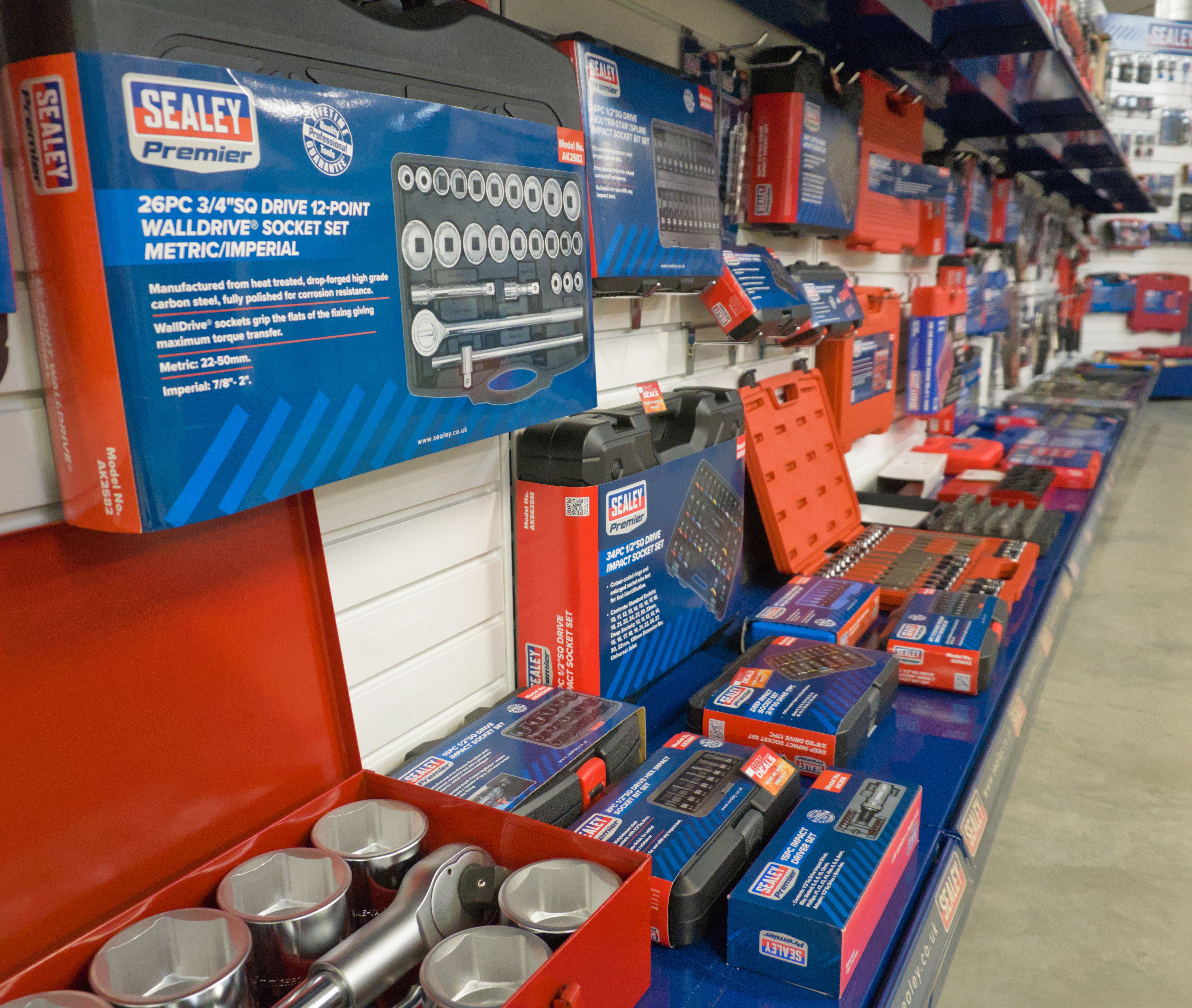 shop racking with closed socket sets.